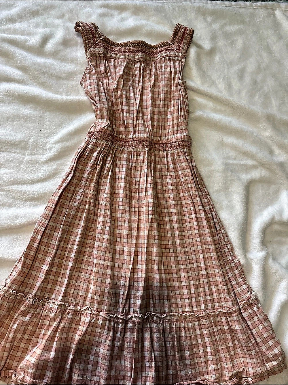 OLD NAVY Girls Gingham Dress Size Large Pink & White